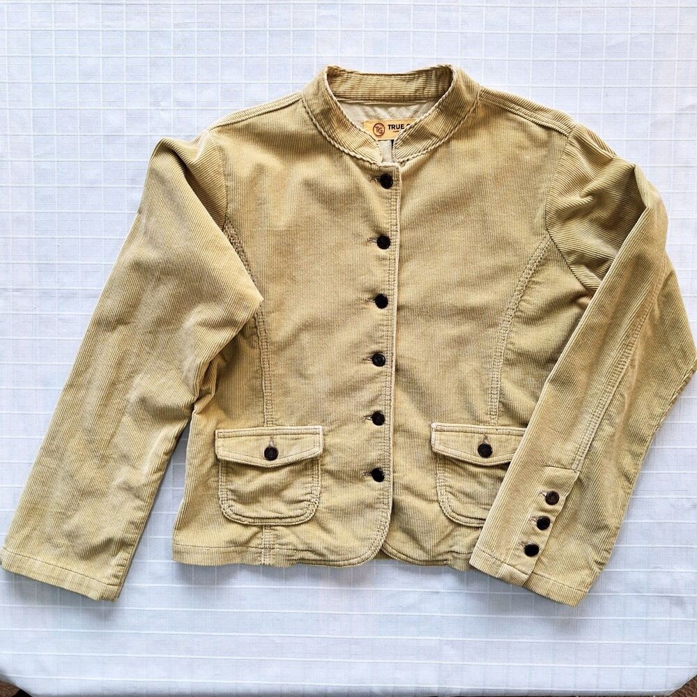 True Grit Ladies Stretch Cord Campaign Jacket Tan Mustard Size L - Picture 9 of 12